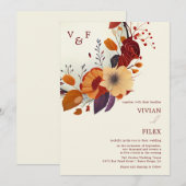 Wildflower Naam Initiaal Fall Wedding Kaart (Voorkant / Achterkant)