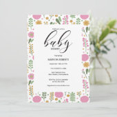 Wildflower Natural Bloom Lijst Nodig Baby shower u Kaart (Staand voorkant)