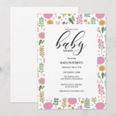 Wildflower Natural Bloom Lijst Nodig Baby shower u Kaart (Voorkant / Achterkant)
