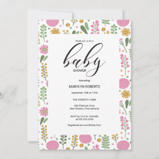 Wildflower Natural Bloom Lijst Nodig Baby shower u Kaart