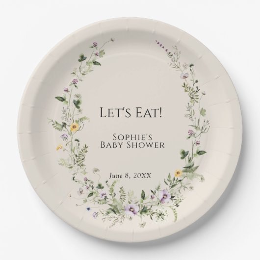 Wildflower Naturen Little One in Bloom Baby shower Papieren Bordje (Voorkant)