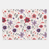 Wildflower Navy Rood Paarse Inpakpapier Vel (Voorkant 3)