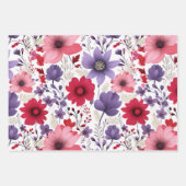 Wildflower Navy Rood Paarse Inpakpapier Vel (Voorkant 2)