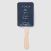 Wildflower Navy Wit Botanisch Bloemen Programma Handwaaier (Voorkant)