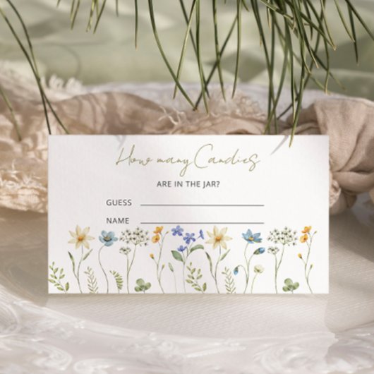 Wildflower Neutraal Baby shower Hoeveel Snoepjes Informatiekaartje