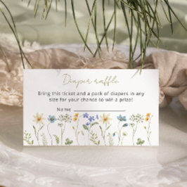 Wildflower Neutraal Baby shower Luierverloting Informatiekaartje