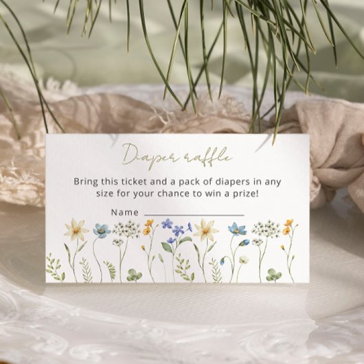 Wildflower Neutraal Baby shower Luierverloting Informatiekaartje