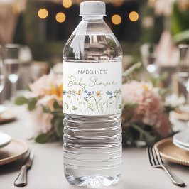 Wildflower Neutraal Baby shower Waterfles Etiket