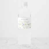 Wildflower Neutraal Baby shower Waterfles Etiket (Voorkant)