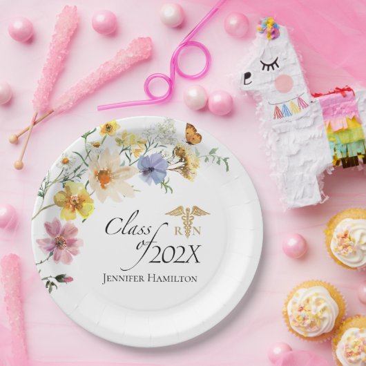 Wildflower Nursing School | Klasse van Afstuderen Papieren Bordje (Feest)