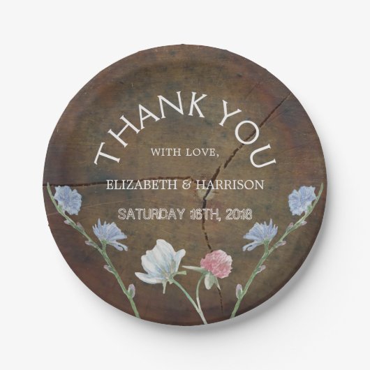 Wildflower Oak Wood Weddenschap Papieren Bordje (Voorkant)