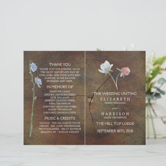 Wildflower Oak Wood Weddenschap Programma (Staand voorkant)