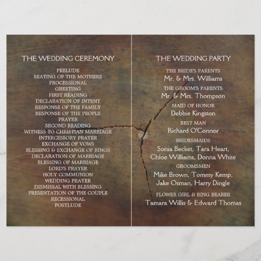 Wildflower Oak Wood Weddenschap Programma (Achterkant)