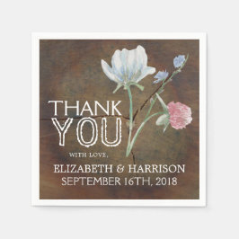 Wildflower Oak Wood Weddenschap Servetten