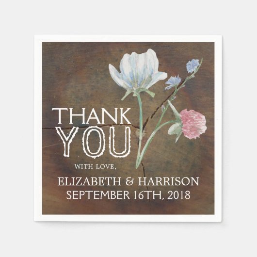 Wildflower Oak Wood Weddenschap Servetten (Voorkant)