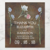 Wildflower Oak Wood Weddenschap Wijn Etiket (Enkel label)