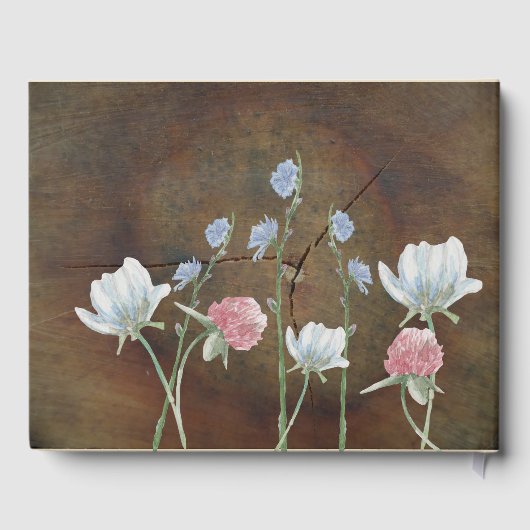 Wildflower Oak Wood Wedding Guest Book Gastenboek (Achterkant)