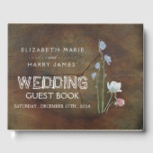 Wildflower Oak Wood Wedding Guest Book Gastenboek (Voorkant)