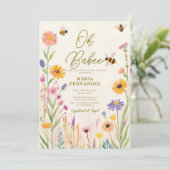 Wildflower Oh Babee Mama naar Bee Baby shower Kaart (Staand voorkant)