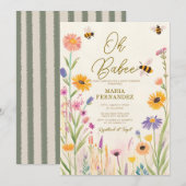 Wildflower Oh Babee Mama naar Bee Baby shower Kaart (Voorkant / Achterkant)