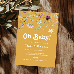 Wildflower Oh Baby Floral Baby shower Uitnodiging