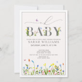 Wildflower Oh Baby Script Meisje Baby shower Kaart (Voorkant)