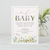 Wildflower Oh Baby Script Meisje Baby shower Kaart (Staand voorkant)