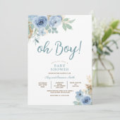 Wildflower Oh Boy Baby shower Kaart (Staand voorkant)