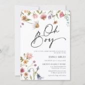 Wildflower Oh Boy Baby shower Kaart (Voorkant)