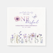 Wildflower Onederful 1st Verjaardagsfeest servette Servet (Voorkant)