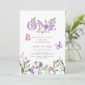 Wildflower Onederful Floral Eerste Verjaardag Kaart (Staand voorkant)