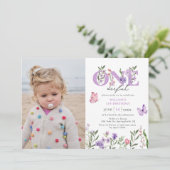 Wildflower Onederful Floral Eerste Verjaardag Kaart (Staand voorkant)