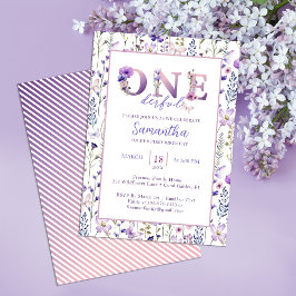 Wildflower ONEderful Meisje's 1e Verjaardag Uitnod Kaart