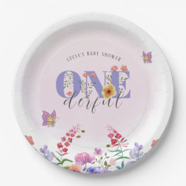 Wildflower Onederful Vlinder 1e Verjaardag Custom Papieren Bordje