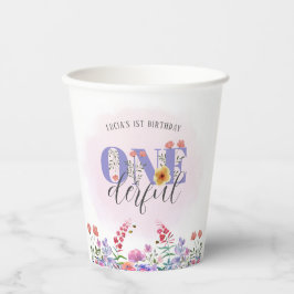 Wildflower Onederful Vlinder 1e Verjaardag Favorie Papieren Bekers