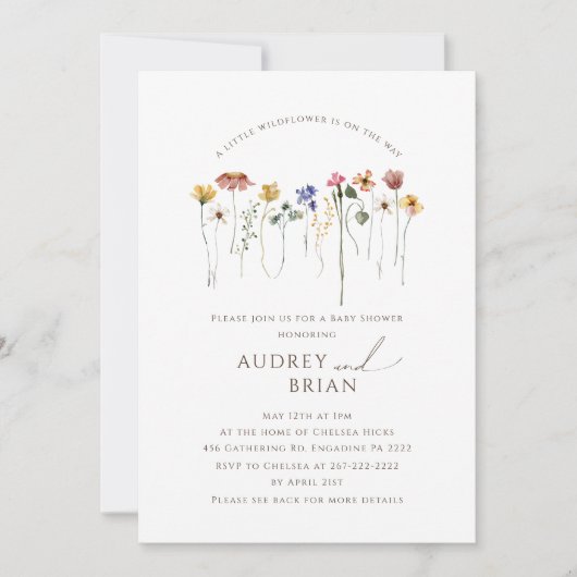 Wildflower op de weg | Alles in één Baby shower Kaart (Voorkant)