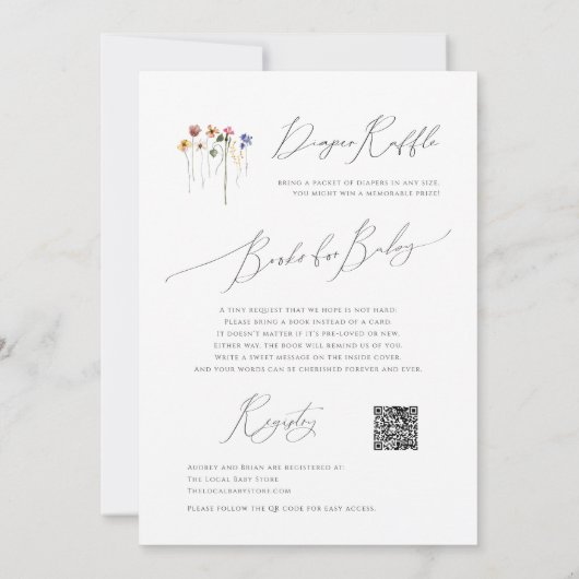 Wildflower op de weg | Alles in één Baby shower Kaart (Achterkant)