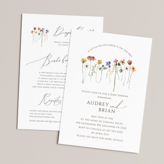 Wildflower op de weg | Alles in één Baby shower Kaart