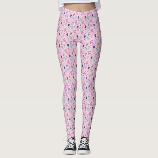 Wildflower op roze print All-Over-Print Leggings (Voorkant)
