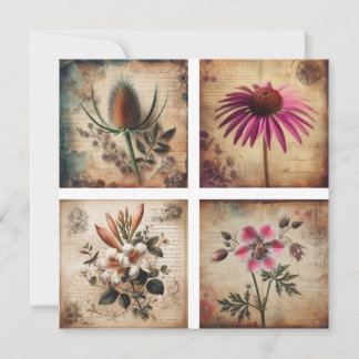 Wildflower op verontruste achtergrond feestdagenkaart