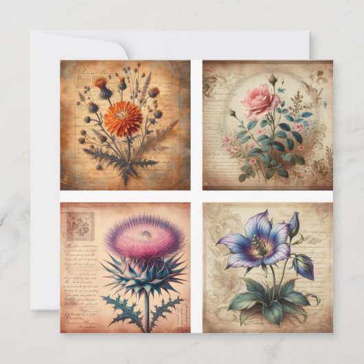 Wildflower op  verontruste achtergrond feestdagenkaart (Voorkant)