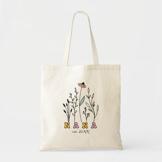 Wildflower Opgericht Jaar Nieuw-Nana Tote Bag (Voorkant)