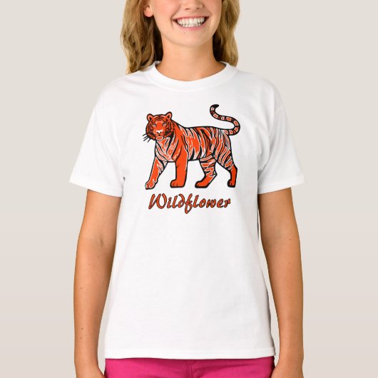 Wildflower Orange Tiger Kids T-Shirt (Voorkant)