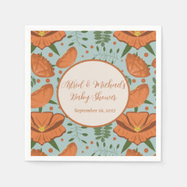 Wildflower Oranje Poppy Baby shower|Spring Garden Servet