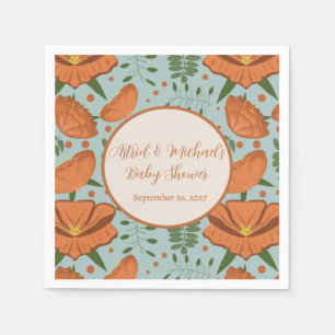 Wildflower Oranje Poppy Baby shower Spring Garden Servet