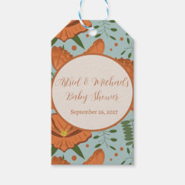 Wildflower Oranje Poppy Baby shower| voorjaarstuin Cadeaulabel