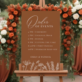 Wildflower Order of Events Bruiloft Terracotta Tek Poster