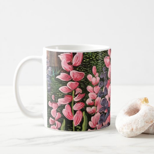 Wildflower Originele Kunstwerk Mok (Met donut)