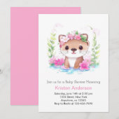 Wildflower Otter Whimsical Meisje Baby shower Kaart (Voorkant / Achterkant)