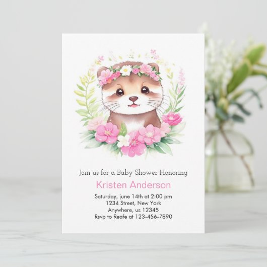 Wildflower otteravontuur wacht op meisje Baby show Kaart (Staand voorkant)